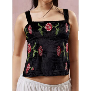 Urban Outfitters Kimchi Blue Jana Velvet Embroidered Top M NEW Dark Romance